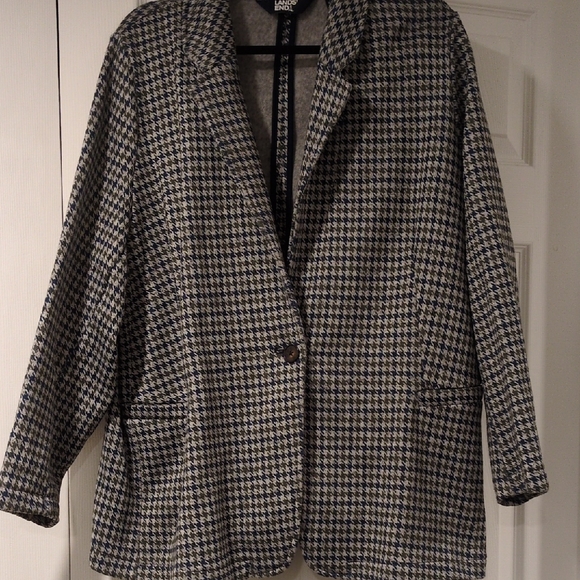 Lands' End Jackets & Blazers - Lands' End Navy & Green Houndstooth Blazer